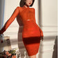 High Waist Pleated Wrapped Hip Long Sleeve Dress