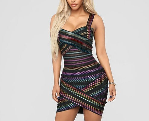 Amara Rainbow Bandage Dress