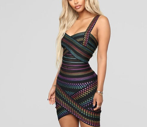 Amara Rainbow Bandage Dress